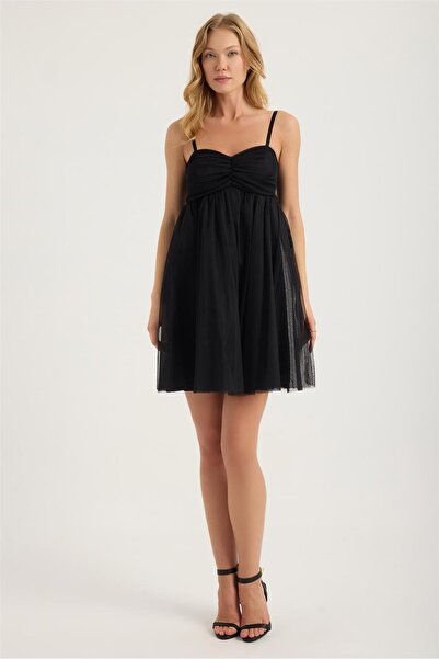 HomeStore Sty Askı Kup Büzgülü Tül Giydirme Elbise