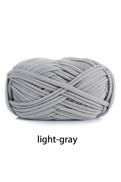 Choice رمادي فاتح 100 جرام 30 متر خيط قماش مرن سميك صناعة يدوية كروشيه محبوك حقيبة تخزين