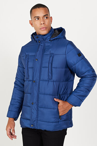 AC&Co / Altınyıldız Classics Blue Standard Fit Regular Cut Mock Neck Padded Outdoor Inflatable Coat Jacket
