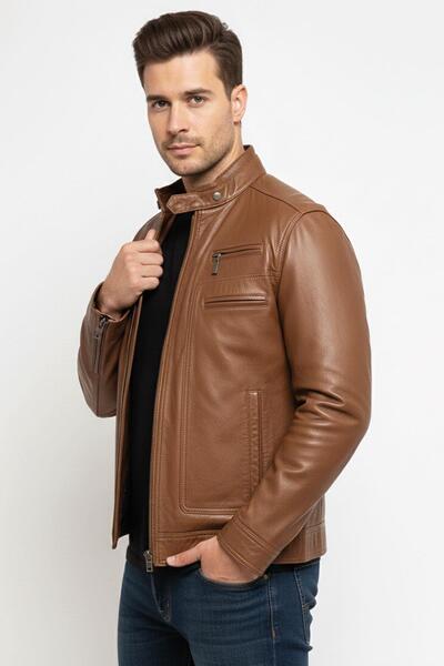 Deriderim Tarron Brown Genuine Leather Jacket