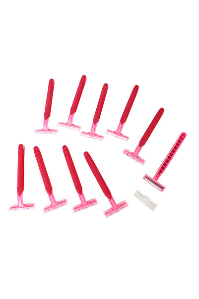 Lawazim مجموعة من 10 شفرات حلاقة للاستخدام مرة واحدة باللون الوردي