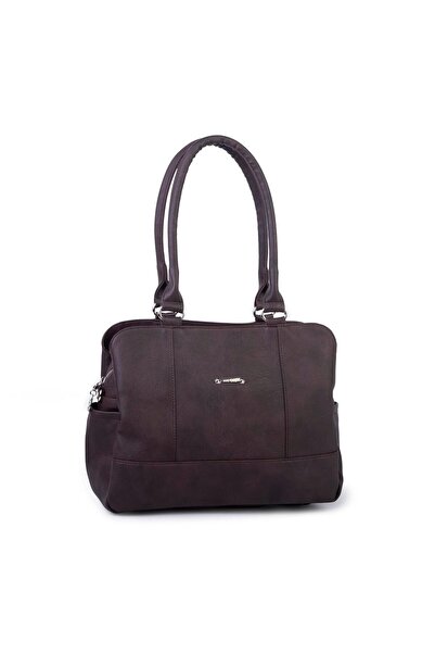 Nas Bag Women's Large Size Three Compartment Shoulder Bag Brown Raven