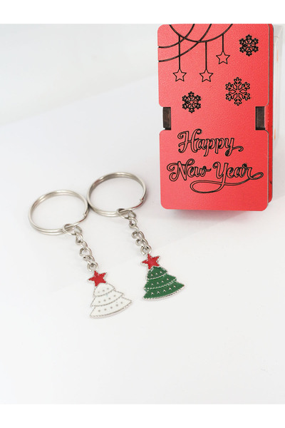 Dukkanka Set de 2 brelocuri pentru cuplu de Anul Nou cu cutie roșie specială