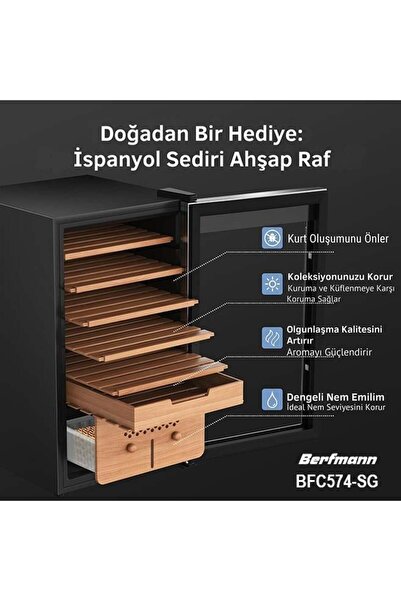 Berfmann Cedro Elektronik Humidor Puro Dolabı (574 Puro)