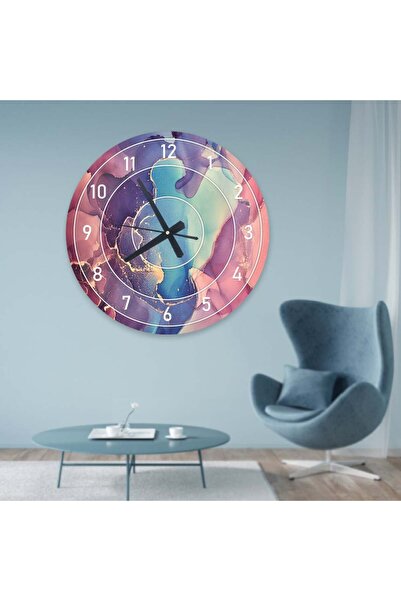 Marktna Wooden MDF wall clock with a modern Printed sticker