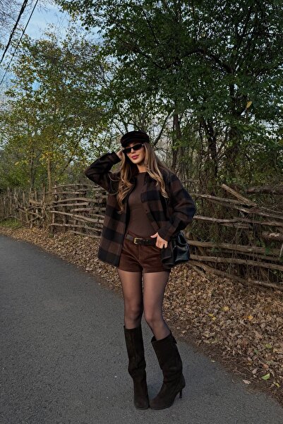 Laluvia Brown - Black Plaid Shirt - 251064