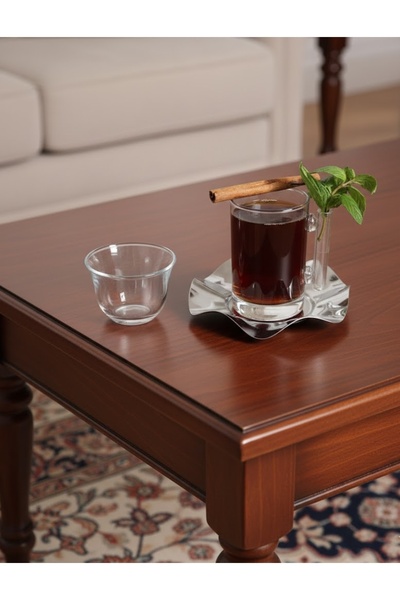 DECOSTYLE 18 Piece Modern Glass Tea Set with Plain Steel Plate |   Premium Hospitality Luxury Presentation Set