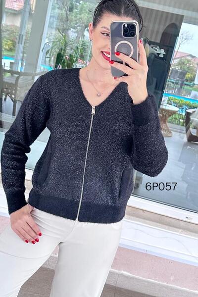 İnce Topuk Prive Series Zippered Beard Cardigan 6P057