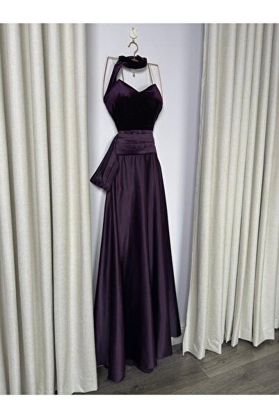 SERA Purple velvet evening dress