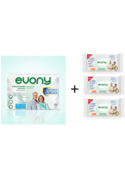 Evony Hasta Bezi̇ 30Lu Medi̇um Medium Size 1 Piece + Body and Perine Cleaning Towel 48 Sheets 3 Pieces