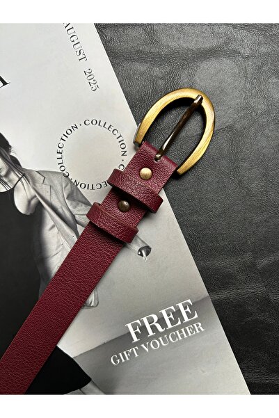 LİA KEMER 2-Pack Lust Classic Patterned Women's Antique Gold Buckle Belt Jacket Belt Dress Belt Trouser Belt