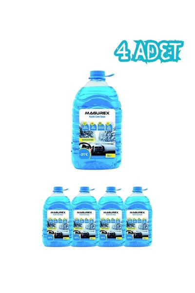 MAGUREX 4 Adet -21°C Antifrizli Kışlık Oto Cam Suyu 5 Lt (Toplam 20 Litre) Pa...