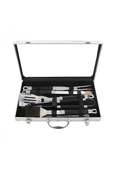 Grunman Premium KY6316 9-piece Grill Accessory Set, steel, plastic handle, 42 cm