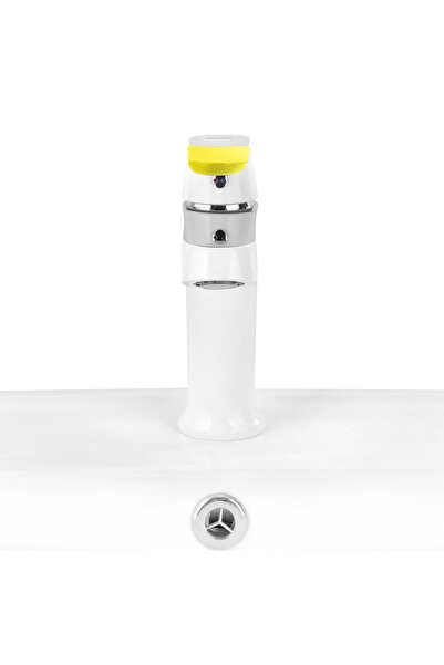 Maison Mex Washbasin mixer, CARA, l.12.5 H.16.6/10.9 cm, glossy white/yellow