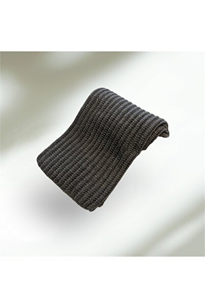 Pafuli Hand Knitted Glittery Long Color Gradient Scarf Gray Fog