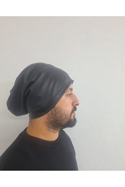 CARABO MODA Faux Leather Winter Beret