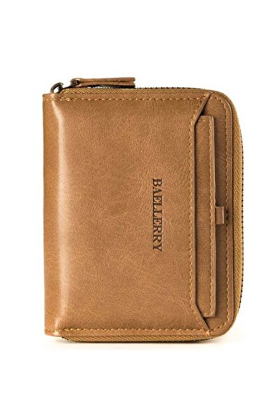 lnkoo Baylleri multifunction synthetic leather wallet with zipper, brown