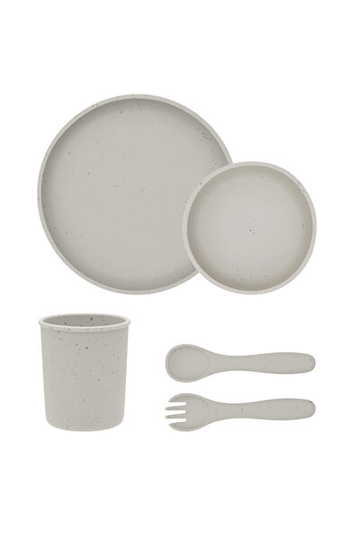 Kikka Boo Complete 5-piece platinum silicone baby feeding set, Platinum Sand