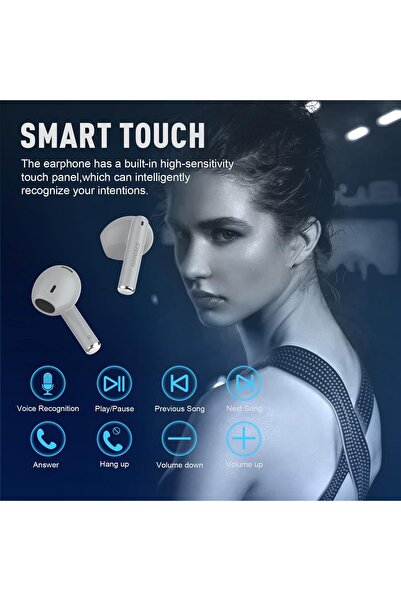 ZIPFORCE True Wireless Earbuds Bluetooth 5.3, 4-Mic ENC, Touch Control, IPX5, Grey
