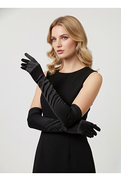 Axesoire E0008 Siyah Düz Eldiven 55 cm