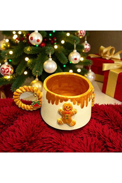 Boni Bon Collection Design كوب سيراميك مصنوع يدويًا بتصميم ثلاثي الأبعاد لعام 2026 أو حرف ساحر على شكل رجل بسكويت