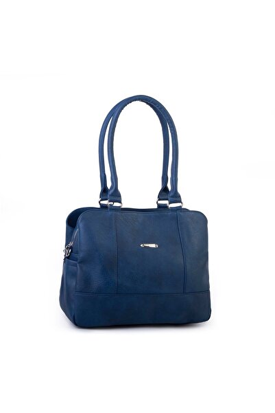 Nas Bag Women's Large Size Three Compartment Shoulder Bag Navy Blue Raven