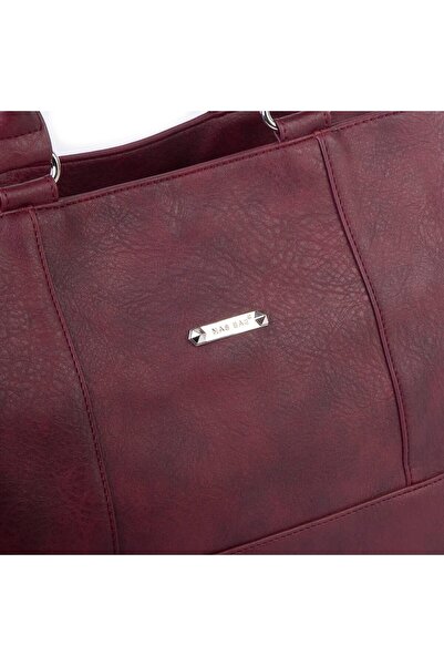 Nas Bag Women's Large Size Three Compartment Shoulder Bag Claret Red Raven