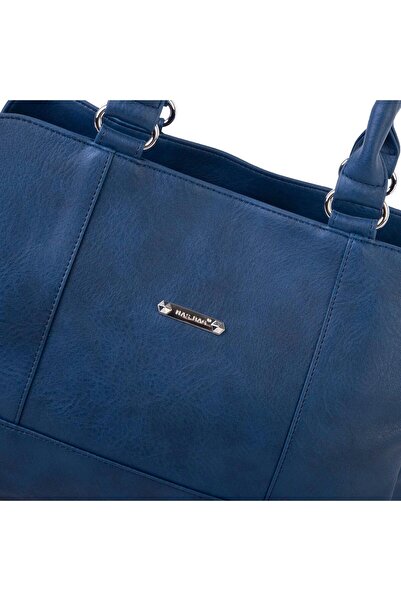 Nas Bag Women's Large Size Three Compartment Shoulder Bag Navy Blue Raven