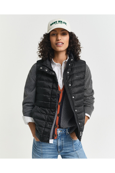 Gant Kadın Siyah Regular Fit Dik Yaka Kaz Tüyü Yelek