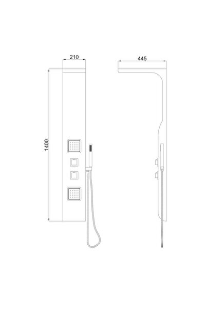 KADDA hydromassage shower panel, white, 140 x 21 cm