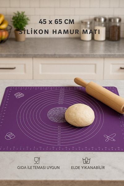 ceviz home züccaciye tekstil ltd şirketi 45x65 cm Silikon Hamur Açma Matı – K...