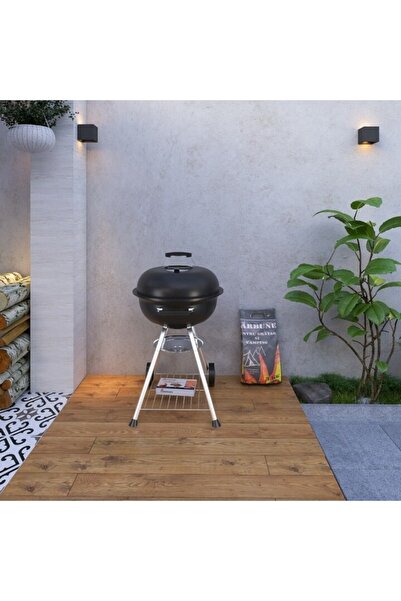 Grunman Kettle KY22018WB Charcoal Garden Grill, Detachable, Wheels & Lid, Steel, Ø47 cm