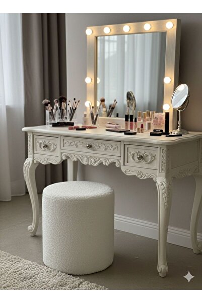 Ervo Mobilya puf tubure peluş kumaş makyaj pufu sandalye ayak uzatma pufu