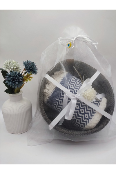 ​mayf Mayf Nakışlı Örgü Sepetli Premium Peşkir– Hediyelik – Yumuşak Dokulu