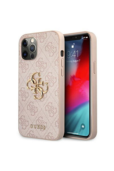 Guess Husa PU 4G Metal Logo iPhone 12 Pro Max Roz