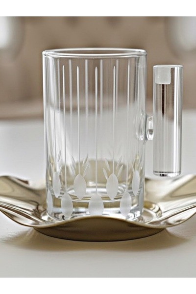 DECOSTYLE 18 Piece Modern Glass Tea Set with Steel Plate |   Premium Hospitality Luxury Presentation Set