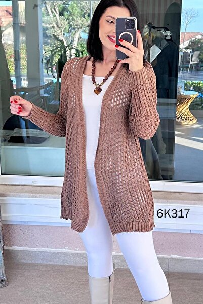 İnce Topuk Lace-Like Knit Knitwear Cardigan 6K317