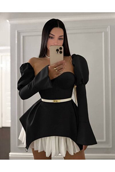 Friday Mood Γυναικείο φόρεμα με λεπτομέρεια κορσέ και σχέδιο με ζώνη