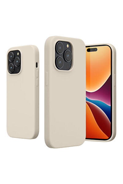 KWmobile Case for Apple iPhone 14 Pro, Silicone, Cream, 59073.16