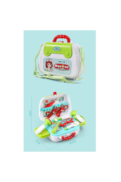 PROCART Doctor's kit for children, suitcase with 12 accessories, handle and carrying strap, 25x9x17 cm