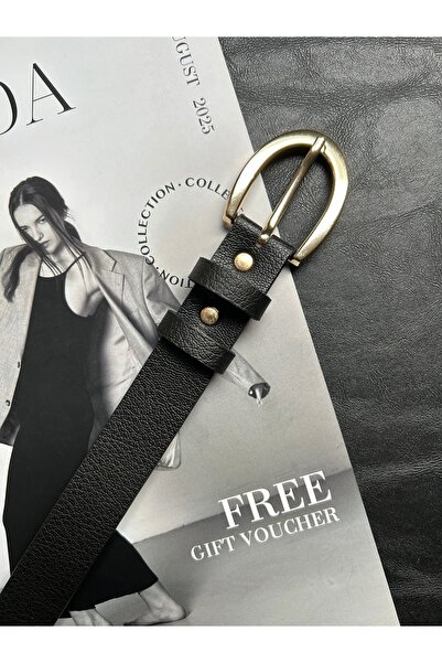 LİA KEMER 2-Pack Lust Classic Patterned Women's Gold Buckle Belt Jacket Belt Dress Belt Trouser Belt