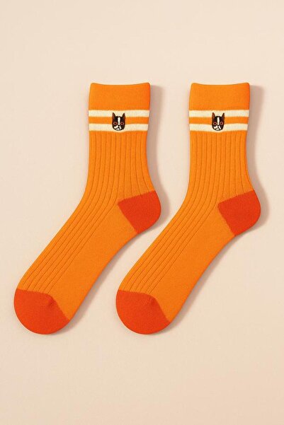 BONY SOCKS Unisex Animal Embroidered Socks Orange
