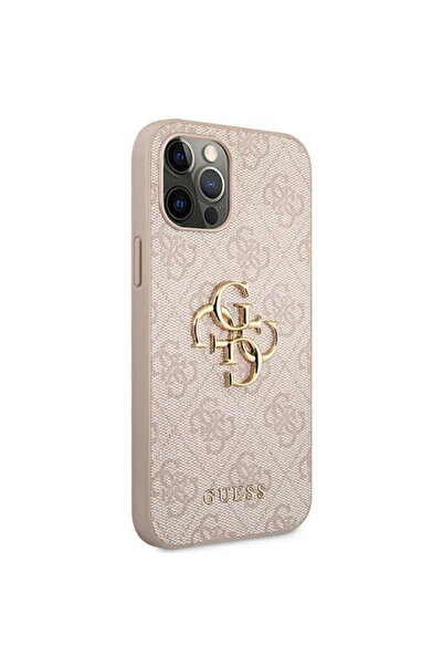 Guess Husa PU 4G Metal Logo iPhone 12 Pro Max Roz