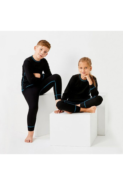 THERMOFORM Ribana Unisex Children's Thermal Underwear Set Black