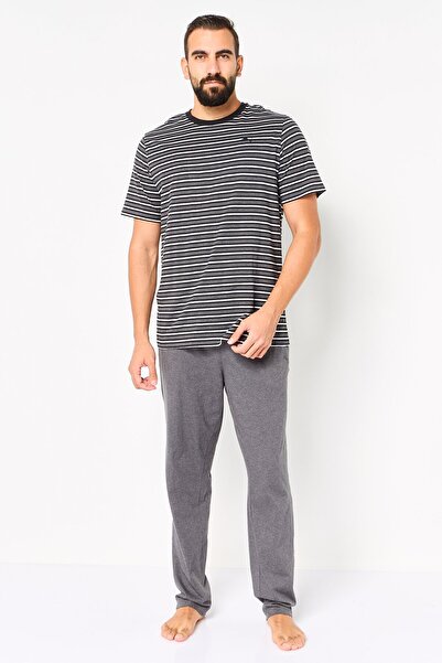 Puma Men 2 Pieces Brand Logo Top And Bottom Pyjama Set, Multicolor