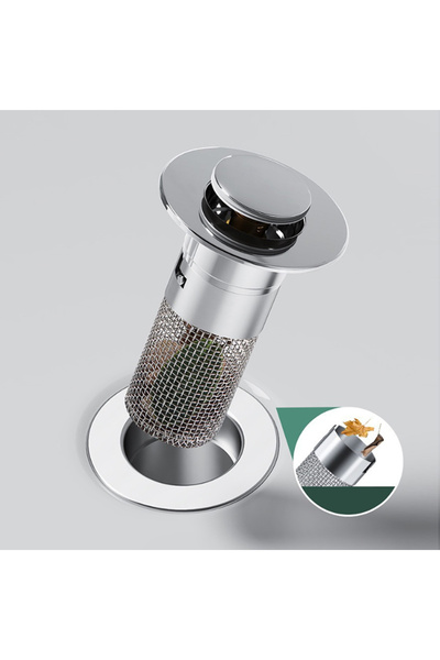 OEM Ventil scurgere otel, anti-infundare, anti-miros, argintiu, 3*8cm, 34-40mm.