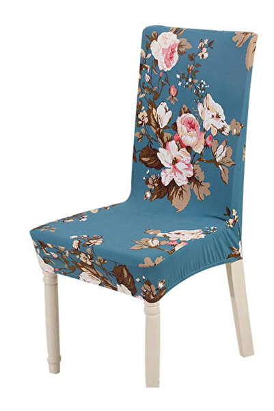 OEM Set of 6 chair covers BLUE with flowers CC-106