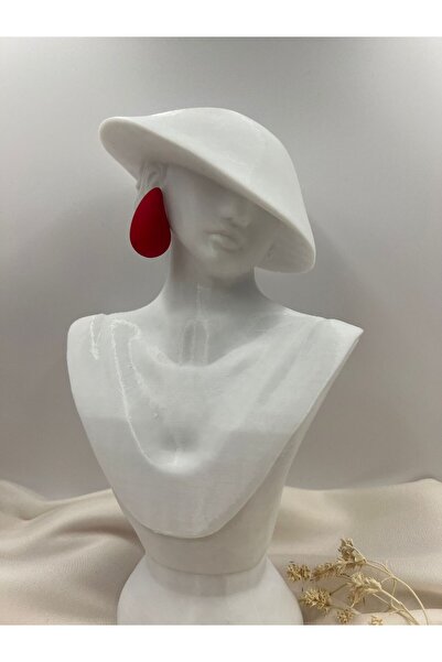 Lunarie Red Modern Drop Earrings – Minimalist, Elegant, and Eye-Catching Design