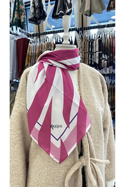 KUQOS Doğal İzler Desenli Eşarp Pembe