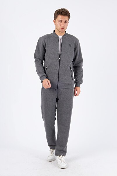 Marco Ferry Fleece-Lined 3-Thread Winter Tracksuit Set Anthracite Melange 5721-A